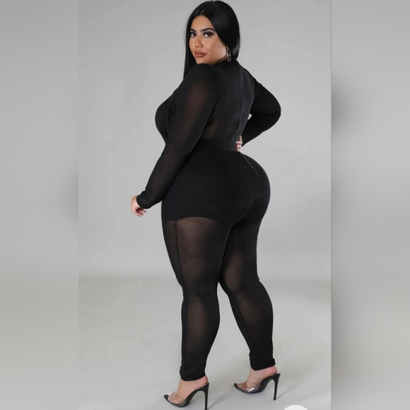 Elegant Black Sheer Jumpsuit - Picture 2 of 3